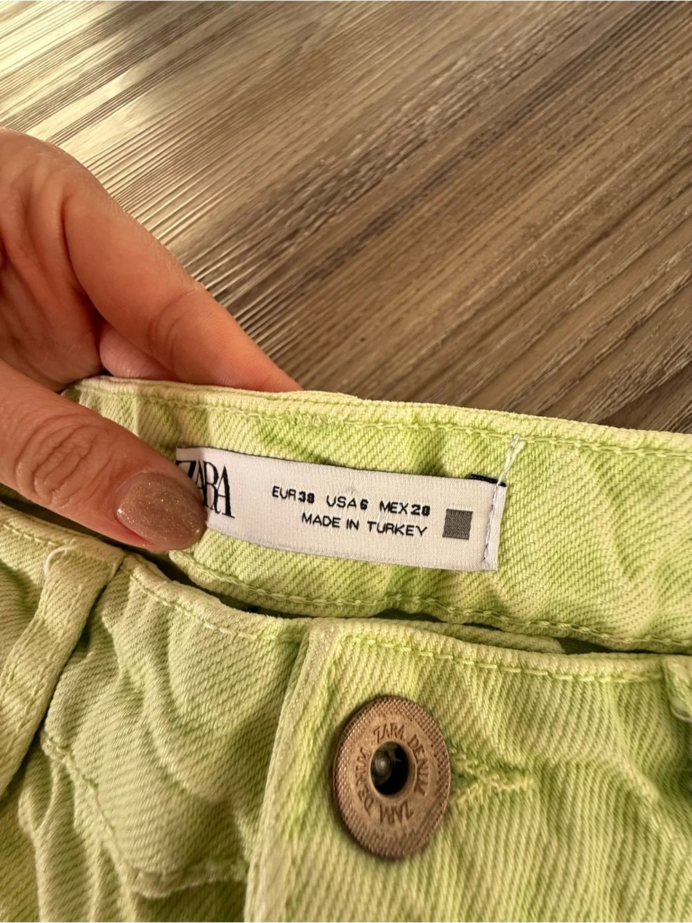 Zara Light Green Straight Leg Jeans